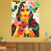 Gemengde media voor vrouwen en vlinders canvas afdruk (Insitu (Woonkamer))