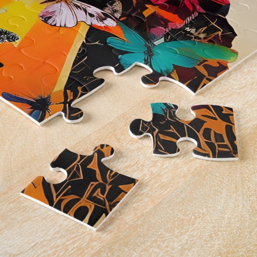 Gemengde media voor vrouwen en vlinders legpuzzel (Zijkant)