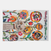 Gemengde Media Wonky Kat en Bloemen Keuken Handdoe Theedoek (Horizontaal)