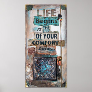 Gemengde medialeven begint met Quote Art Print