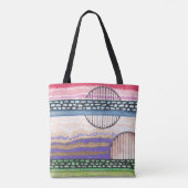 Gemengde mediumstrepen abstract, jouw naam tote bag (Achterkant)