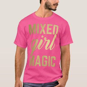 Gemengde Meisjes Magie Schattig Zwart Biraciaal Mu T-shirt