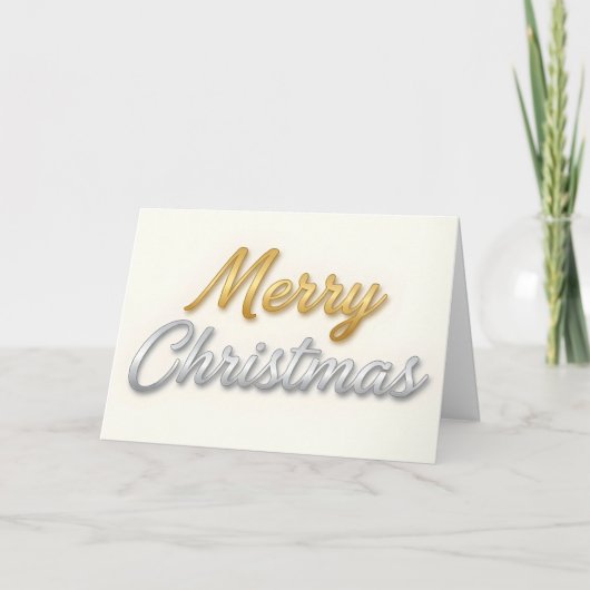 Gemengde Metal Folie Script Prettig Kerstfeest Feestdagen Kaart (Voorkant)