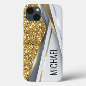 Gemengde metalen 3-D Glitter Gold Monogram Hoesje- Case-Mate iPhone Case (Achterkant)