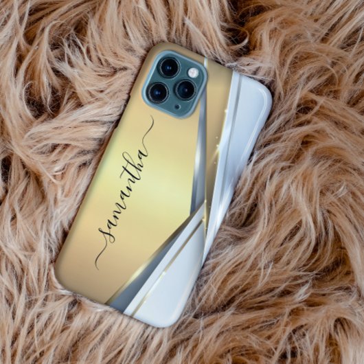 Gemengde metalen 3-D Gold-monogram Case-Mate iPhone Case