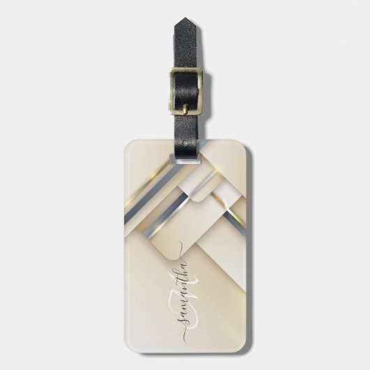 Gemengde metalen 3-D-look Calligrafie Gold Monogra Bagagelabel (Voorkant verticaal)