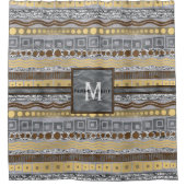 Gemengde metalen Monogram Bathroom Glam Faux Bling Douchegordijn (Voorkant)