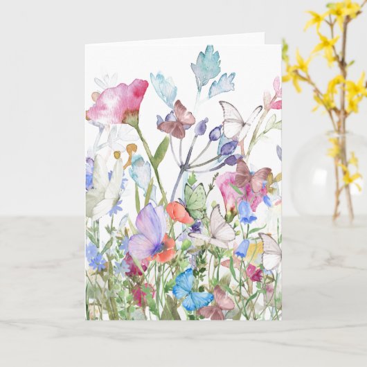 Gemengde middelgrote bloemen (blanco) kaart (Gele Bloem)