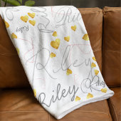Gemengde namen initialen en gouden harten gereplic fleece deken