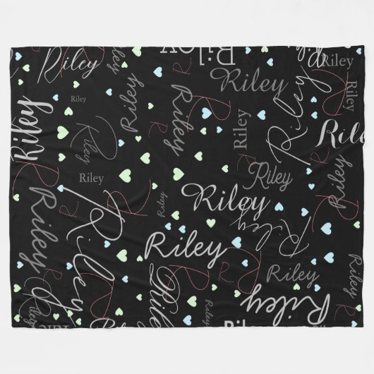 Gemengde namen initialen en harten gerepliceerd fleece deken (Voorkant (Horizontaal))