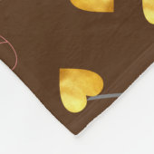 Gemengde namen Initialen Gouden harten Bruin Fleece Deken (Hoek)