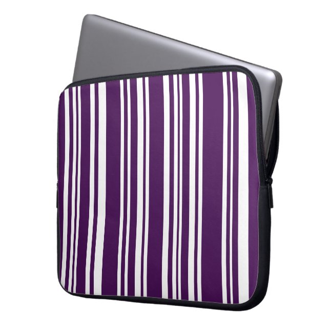 Gemengde Paarse en witte strepen Laptop Sleeve (Voorkant Links)