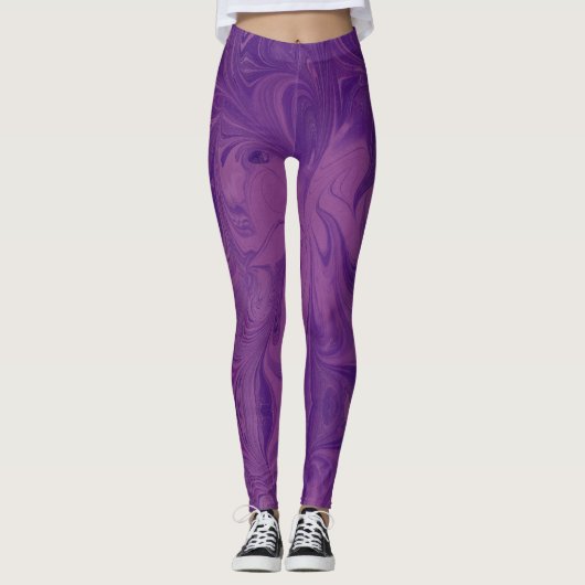 Gemengde paarse gemarmerde leggings (Voorkant)