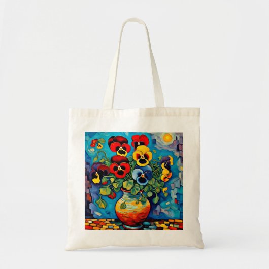 Gemengde Pansies in vaas Tote Bag (Voorkant)