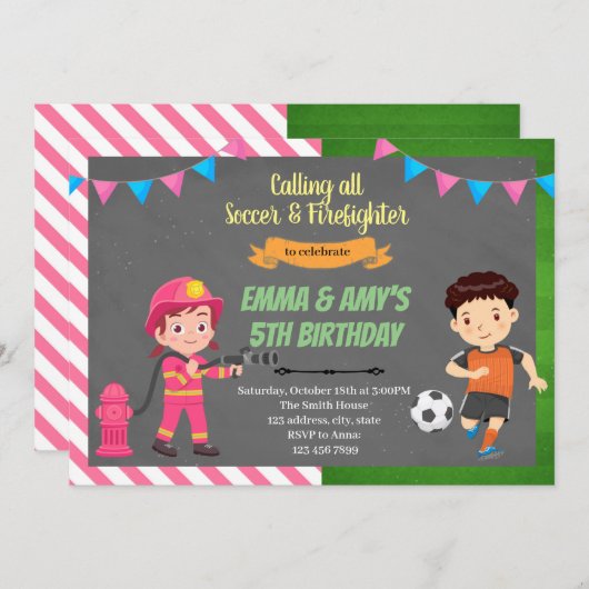 Gemengde partij Uitnodiging Voetbal (Voorkant / Achterkant)