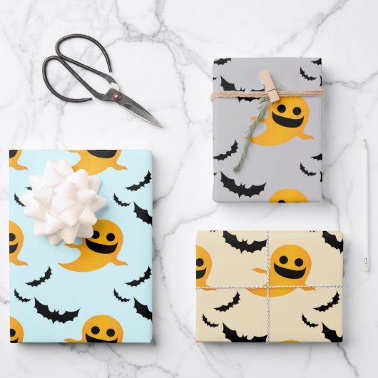 Gemengde Patroon Kleine Boo Ghost Bats Halloween G Inpakpapier Vel (Voorkant)