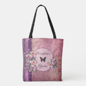 Gemengde patroon roze bloemen tote bag (Achterkant)