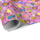 😍 gemengde pickleball roze cadeaupapier (Rol Hoek)