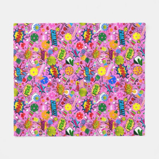 😍 gemengde pickleball roze fleece deken (Voorkant (Horizontaal))