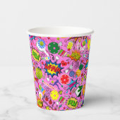 😍 gemengde pickleball roze papieren bekers (Achterkant)