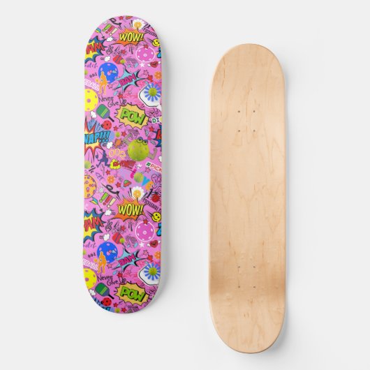 😍 gemengde pickleball roze persoonlijk skateboard (Voorkant)