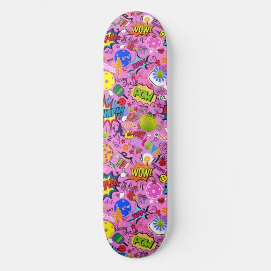 😍 gemengde pickleball roze persoonlijk skateboard (Voorkant)
