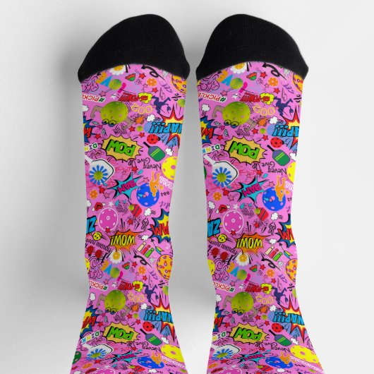 😍 gemengde pickleball roze sokken (Top)