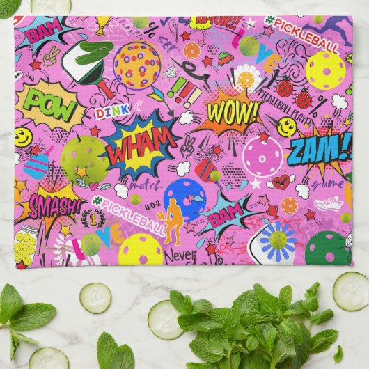 😍 gemengde pickleball roze theedoek (Gevouwen)