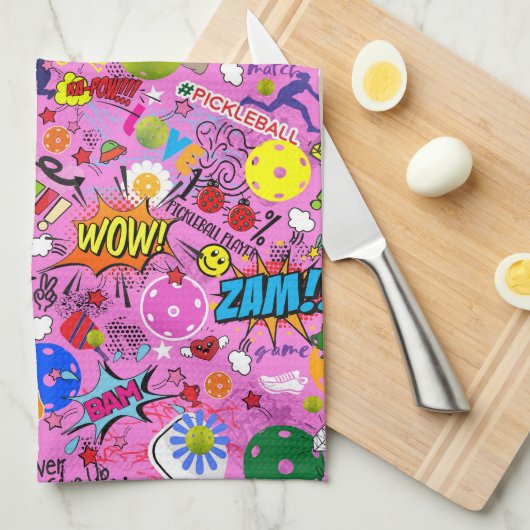 😍 gemengde pickleball roze theedoek (Quarter Fold)