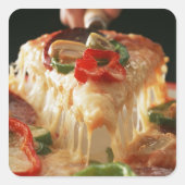 Gemengde Pizza Vierkante Sticker (Voorkant)