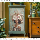 Gemengde Ras Vrouw, Bloemen Hoofdadres CP1 Decoupa Tissuepapier