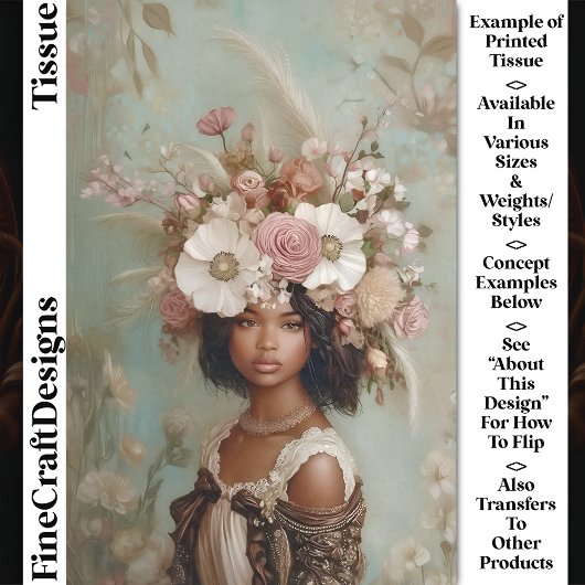 Gemengde Ras Vrouw, Bloemen Hoofdadres CP1 Decoupa Tissuepapier