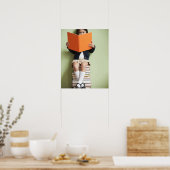 Gemengde rassenkind op stapel boeken poster (Keuken)