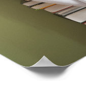 Gemengde rassenkind op stapel boeken poster (Hoek)