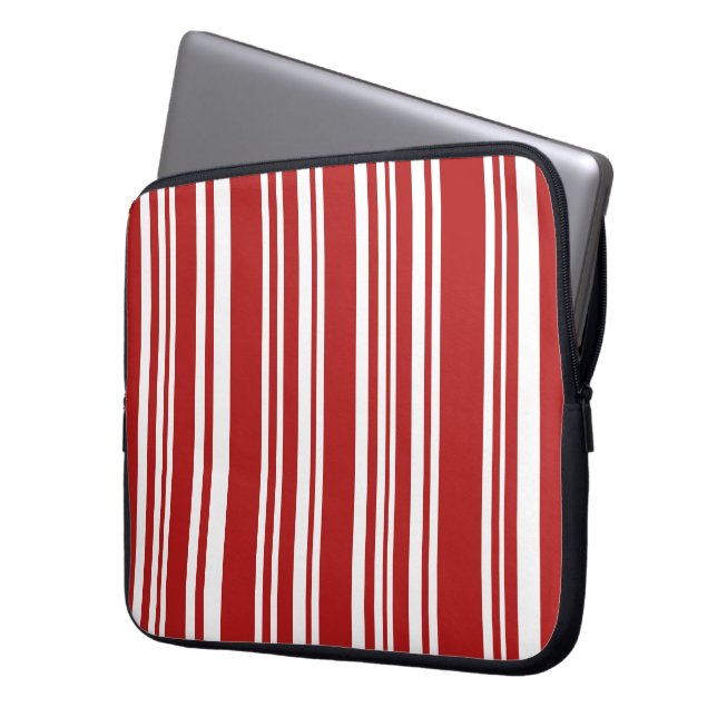 Gemengde rode en witte strepen laptop sleeve (Voorkant Links)