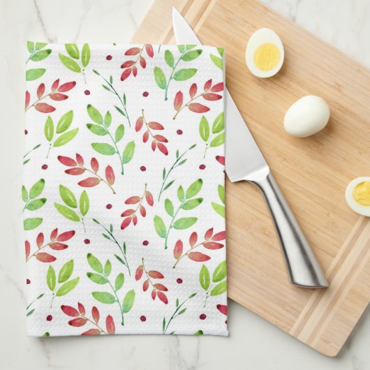 Gemengde rode, groene Waterverf verliest patroon Theedoek (Quarter Fold)