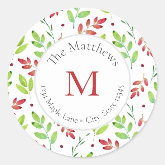 Gemengde rode, groene Waterverf verliest patroonla Ronde Sticker (Voorkant)