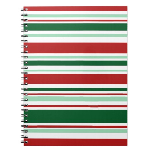 Gemengde rode, groene, witte kerststrepen notitieboek (Voorkant)