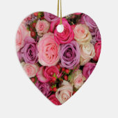 Gemengde roze rozen met therosegarden keramisch ornament (Rechts)