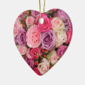 Gemengde roze rozen met therosegarden keramisch ornament (Links)