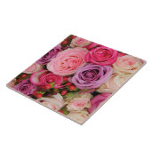 Gemengde roze rozen met therosegarden tegeltje (Zijkant)