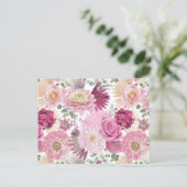 Gemengde Roze Tuin Bloemen Briefkaart (Staand voorkant)
