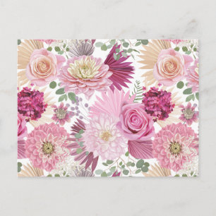 Gemengde Roze Tuin Bloemen Briefkaart