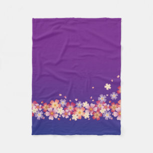 Gemengde Sakura Blossom Kimono Style Blue en Paars Fleece Deken