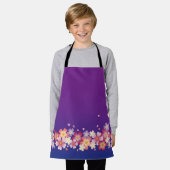 Gemengde Sakura Blossom Kimono Style Blue en Paars Schort (Gedragen)