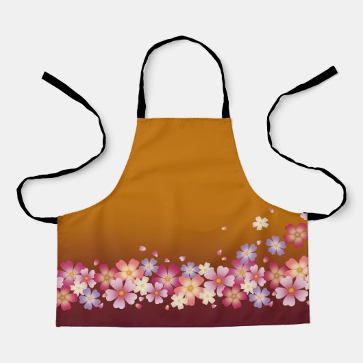Gemengde Sakura Blossom Kimono Style Burgundy & Go Schort (Voorkant)