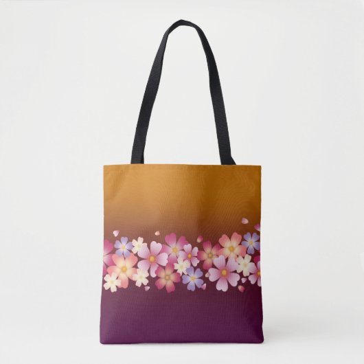 Gemengde Sakura Blossom Kimono Style Burgundy & Go Tote Bag (Voorkant)