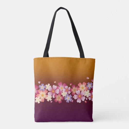 Gemengde Sakura Blossom Kimono Style Burgundy & Go Tote Bag (Achterkant)