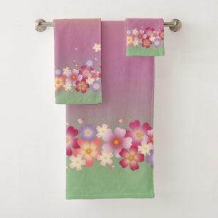 Gemengde Sakura Blossom Kimono Style Rainbow Bad Handdoek