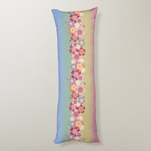 Gemengde Sakura Blossom Kimono Style Rainbow Lichaamskussen (Achterkant (Verticaal))